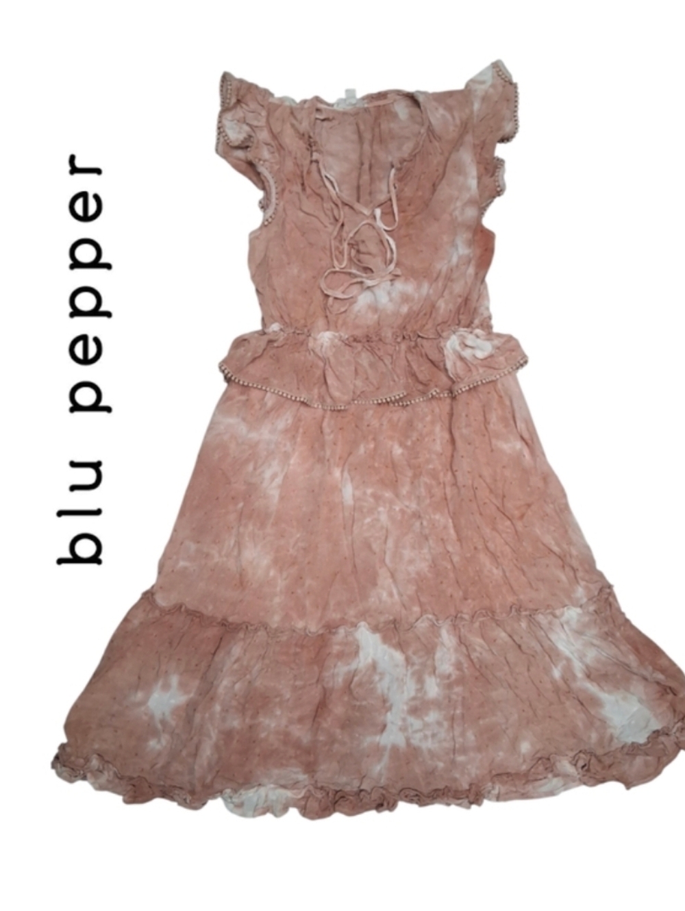 blu pepper Boutique Flutter Sleeve Mauve Midi Dress EUC Size S